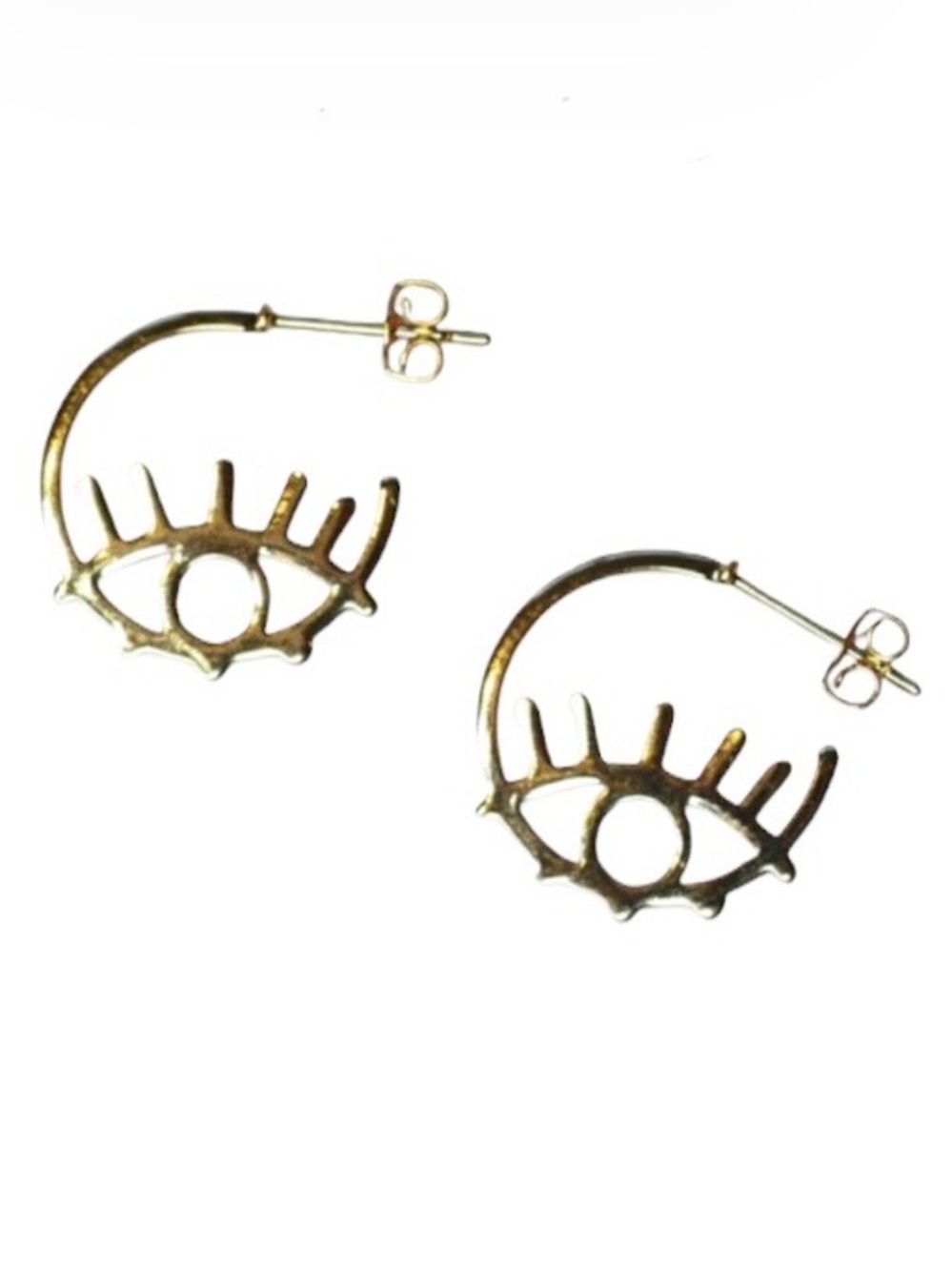 Gold tone evil eye small hoop earrings